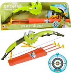 Zielony łuk Dinozaur z strzałami z przyssawkami i tarczą