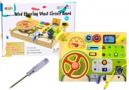 Drewniana sensoryczna tablica manipulacyjna auto z lampkami LED