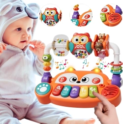 Woopie Baby interaktywne edukacyjne pianinko lis z LED i grzechotkami