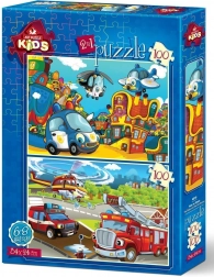 Puzzle policja i strażacy 2×100 elementów
