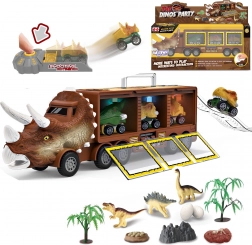 Ciężarówka dinozaurów z wyrzutnią i samochodzikami