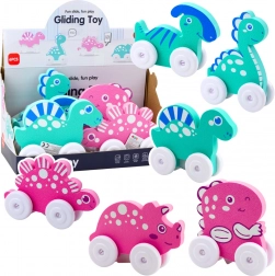 Dinozaur na kółkach z pianki dla dzieci mix kolorów