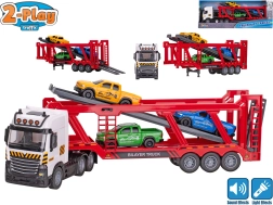 2-Play Traffic transporter samochodów z napędem bezwładnościowym ze światłem i dźwiękiem + 3 autka 38 cm