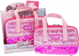 kosmetyczna torebka GIRABRILLA z wyposażeniem i lusterkiem, ciemnoróżowa