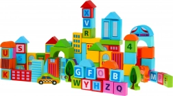 Zestaw drewnianych klocków Miasto - 100 elementów