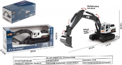 Metalowa biała koparka na gąsienicach