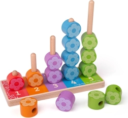 Drewniane nakładanie kolorowych kwiatuszków BIGJIGS