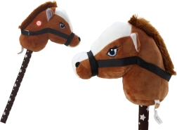 Hobby horse – pluszowa głowa konia na patyku z dźwiękami, ciemnobrązowa