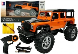 RC auto LAND ROVER Defender 1:14 – pomarańczowy samochód terenowy zdalnie sterowany 4x4