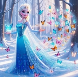 Diamentowe malowanie lodowa księżniczka z magicznymi motylami 30 × 40 cm