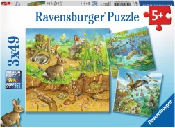 Puzzle Zwierzątka w swoich domach 3x49 elementów