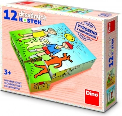 Drewniane klocki Piesek i kotek – 12 klocków