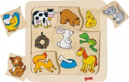 GOKI drewniane puzzle kto co je? 9 elementów