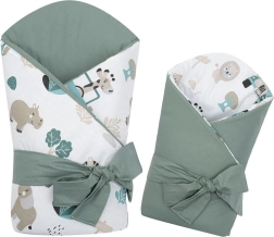 Dwustronny rożek niemowlęcy New Baby Safari II 80 × 80 cm miętowy