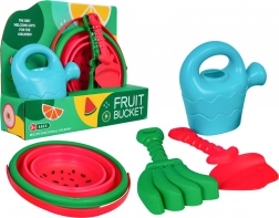 Megazestaw piaskowych akcesoriów ze składanym wiaderkiem