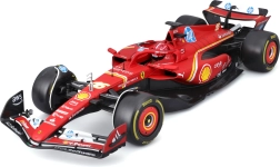 Bburago model F1 Ferrari SF-24 1:18 Charles Leclerc z figurką i gablotą