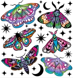 kolorowe naprasowanki – małe ćmy, mały arkusz