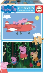 Drewniane puzzle Świnka Peppa 2×16 elementów