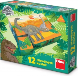 Drewniane licencjonowane klocki Jurassic World – 12 klocków