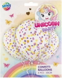 Balony z konfetti 30 cm, 6 szt.