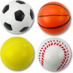 Zestaw piankowych piłeczek sportowych 6 cm – piłka nożna, koszykówka, tenis, baseball (4 szt.)