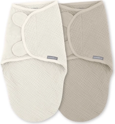 Muślinowe otulacze SwaddleMe™ Ulitka 1 TOG dla niemowląt 0–3 miesiące, Cream/Cashew, 2 szt.