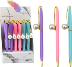 Metalowy długopis z perłą, niebieski tusz 1,0 mm