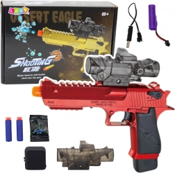 Elektryczny pistolet dla dzieci na żelowe kulki i piankowe strzałki – czerwony