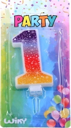 Świeczka urodzinowa numer 1 z gwiazdami