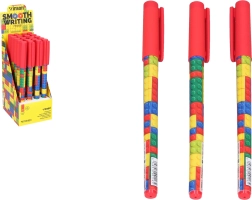 Długopis z niebieskim tuszem 0,7 mm – kostkowy design