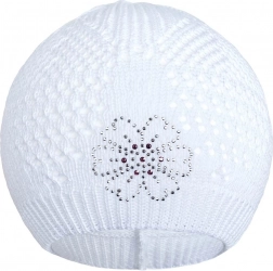 dziana czapeczka z kwiatkiem biała