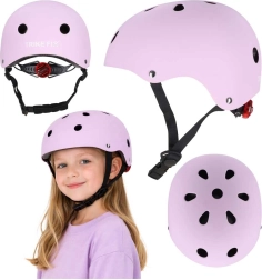 Dziecięcy kask rowerowy Trike Fix z lampką LED M 55–58 cm – Fioletowy