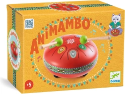 Djeco Animambo czerwony bęben językowy z kartami nut