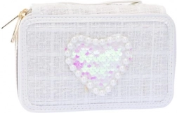 Trzystopniowy tweedowy piórnik Girabrilla biały