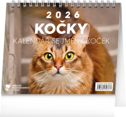 Kalendarz biurkowy Koty 2026 z imionami