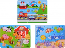 Drewniane puzzle z uchwytem dla najmłodszych