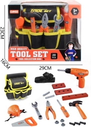 Zestaw narzędzi dla dzieci z tekstylnym pasem i interaktywną wiertarką