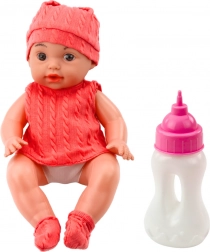 Szmaciana lalka z buteleczką 30 cm, efekty dźwiękowe, różowe ubranko