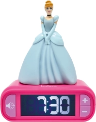Budzik z trójwymiarowym światłem nocnym Disney Księżniczki Kopciuszek