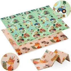 Dwustronna składana piankowa mata do zabawy XPE 180 × 200 cm las i wioska Humbi
