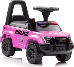 Różowa jeżdżąca zabawka z megafonem