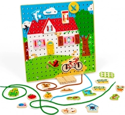 Przewlekana drewniana tablica domek BIGJIGS TOYS