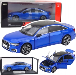 metalowy model auta audi a6 l 1:18 ze światłami i dźwiękami – niebieski