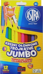 Astra trójkątne jumbo kredki 12 szt. z temperówką