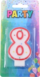 Imprezowa świeczka czerwona w kształcie cyfry 8