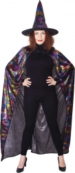 czarodziejski kostium z pajęczynowym płaszczem i kapeluszem dla dorosłych