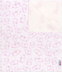 nieprzemakalna flanelowa podkładka New Baby hipopotam biało/różowa