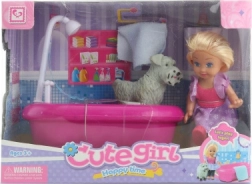 Laleczka z wanienką i pieskiem dla dzieci