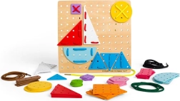 BIGJIGS TOYS drewniana zabawka do sznurowania – kształty geometryczne