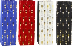 Torebka prezentowa na butelkę z motywem kieliszków 36 × 12 × 10 cm